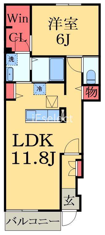 ヴェリ 椎津(1LDK/1階)の間取り写真