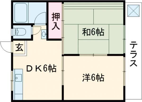 ハイツ小嶋(2DK/1階)の間取り写真