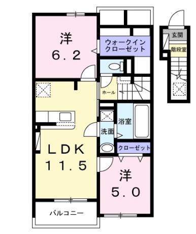 ペンタパレス(2LDK/2階)の間取り写真