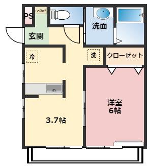 ウッドハウスながしま(1DK/1階)の間取り写真