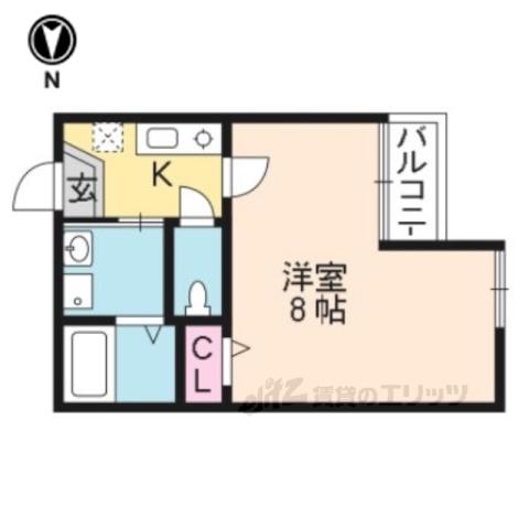 アークリード四条油小路(1K/3階)の間取り写真