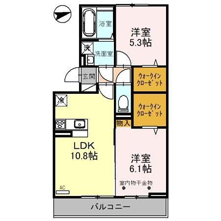 愛宕ビューハイツ 2(2LDK/2階)の間取り写真
