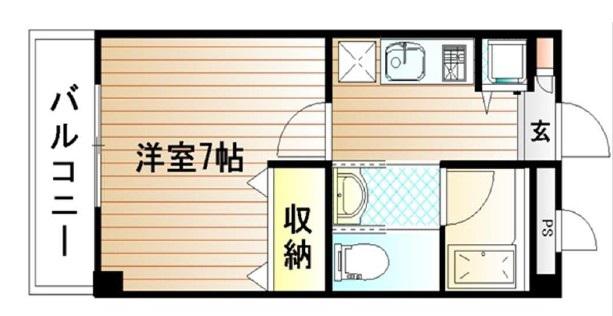 シャトー晴偕(1K/2階)の間取り写真