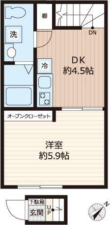 AVENS(1DK/2階)の間取り写真