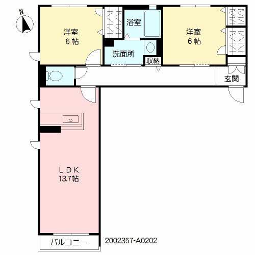 アトリエールIII(2LDK/2階)の間取り写真