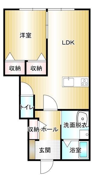 フレグランスII(1LDK/1階)の間取り写真