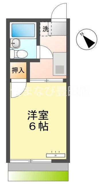 シティハイム大橋I(1K/1階)の間取り写真