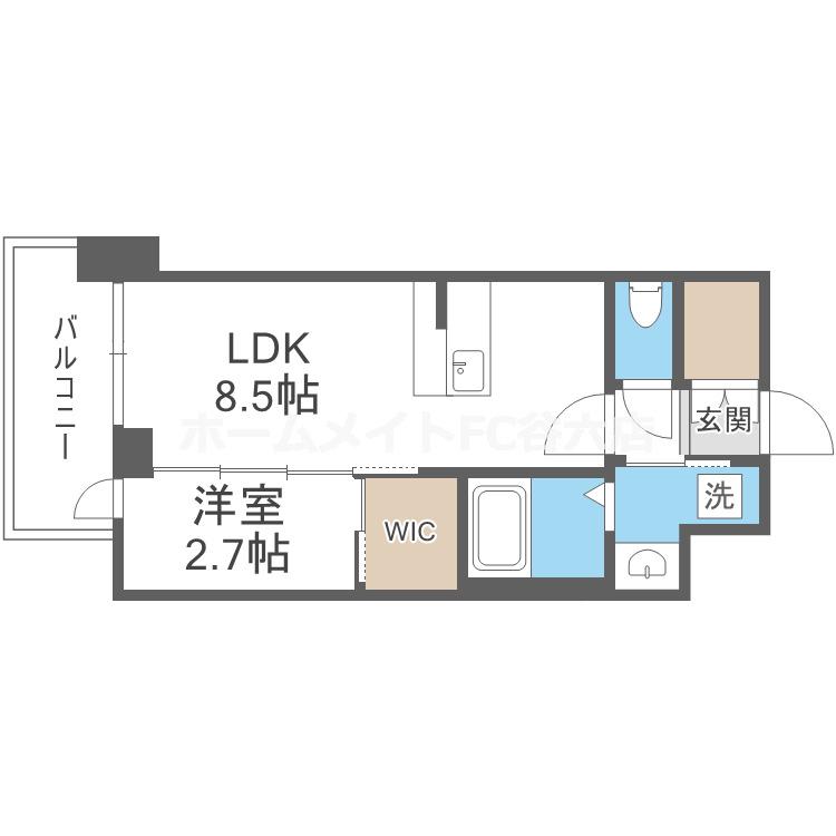 セレニテ江坂グランデ(1LDK/2階)の間取り写真