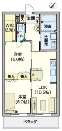 フォンターナ大宮(2LDK/3階)の間取り写真