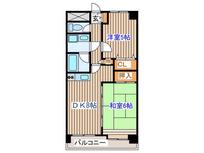 ヴィラ泉セントラル(2DK/5階)の間取り写真