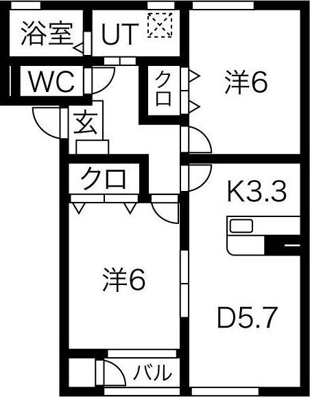 ステラB(2LDK/1階)の間取り写真