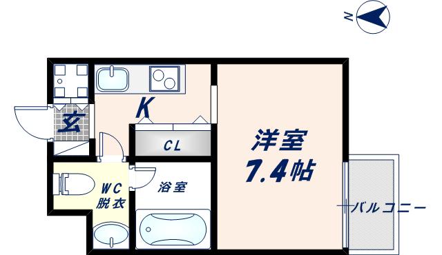 GROOVE城東(1K/4階)の間取り写真