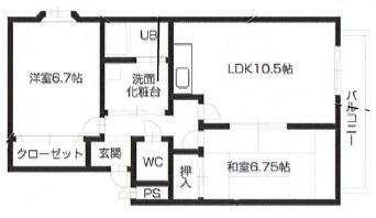 エルジュ A(2LDK/2階)の間取り写真