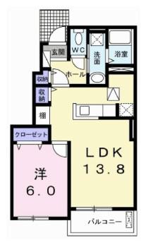 ルミノース・レジューネII(1LDK/1階)の間取り写真