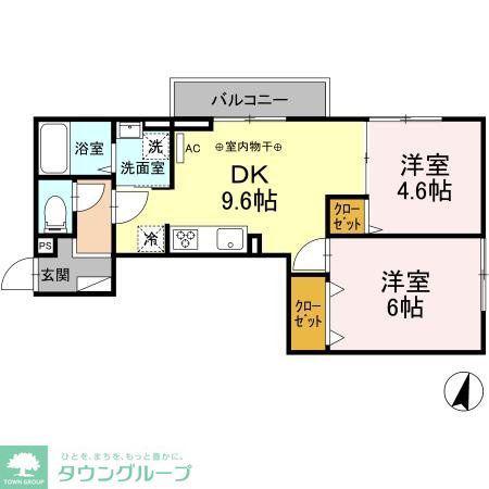 GARDEN大黒屋(2DK/3階)の間取り写真