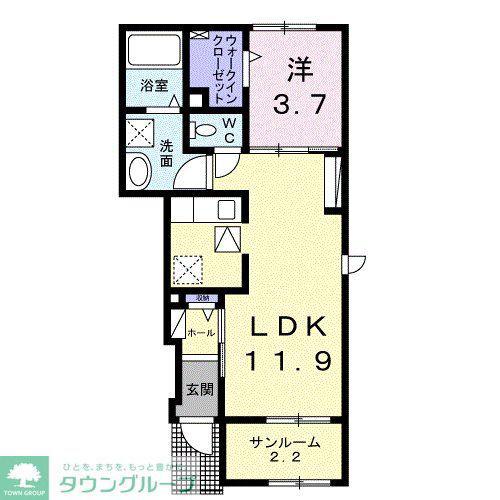 ベルポスト(1LDK/1階)の間取り写真