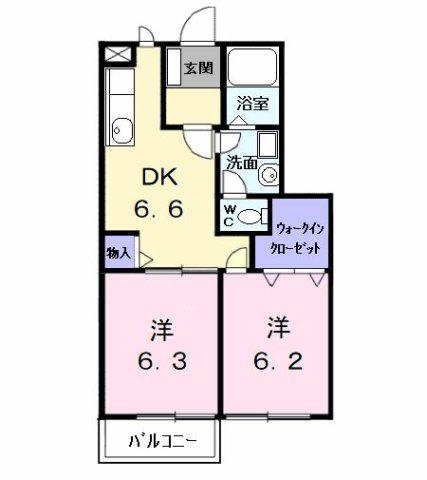 サンガーデンM(2DK/1階)の間取り写真