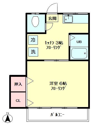 芳美荘(1K/2階)の間取り写真
