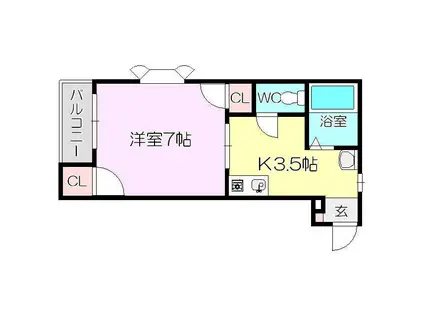 スタンドアップ柴島(1K/2階)の間取り写真