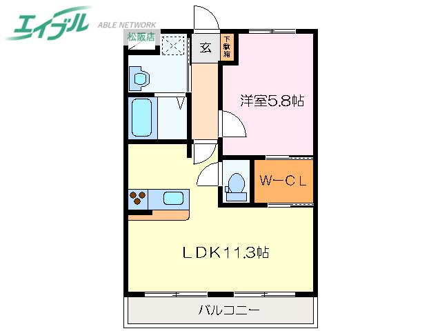 ベレーザ(1LDK/1階)の間取り写真