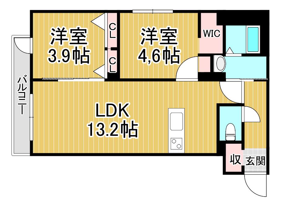 ヴェルデオーロ住吉(2LDK/5階)の間取り写真