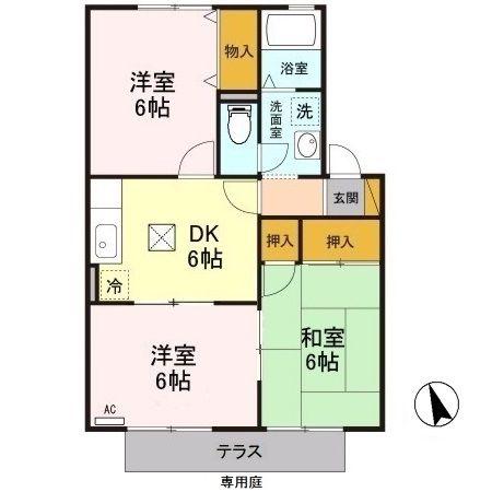 ウォーター・シールドC棟(3DK/1階)の間取り写真