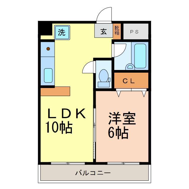 ますだマンション(1LDK/5階)の間取り写真
