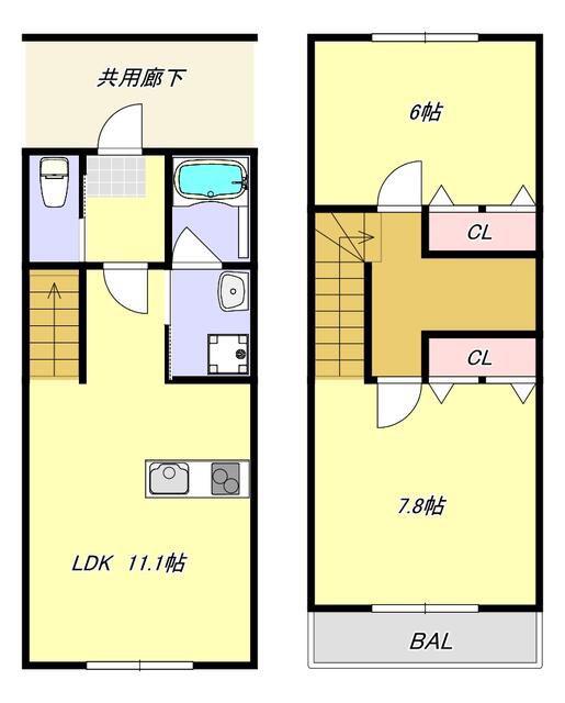 エスペランサMM(2LDK/3階)の間取り写真