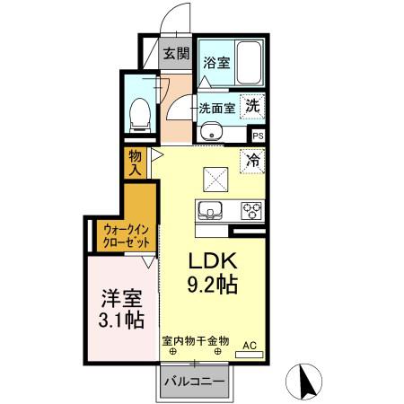 静岡県磐田市 2階建 築8年(1LDK/1階)の間取り写真
