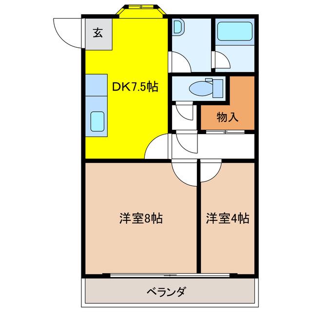オークラパークマンション(2SDK/3階)の間取り写真