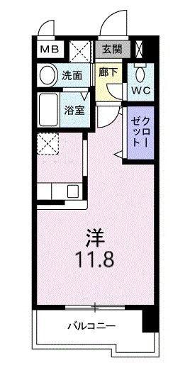 グレイスガーデン岬の山(1K/4階)の間取り写真