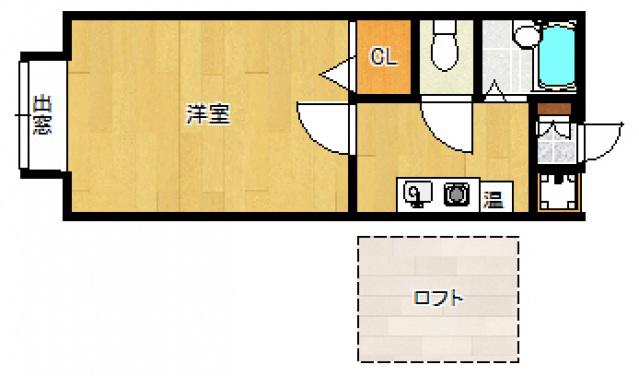 パンシオンヴィラ久留米E棟(1K/2階)の間取り写真