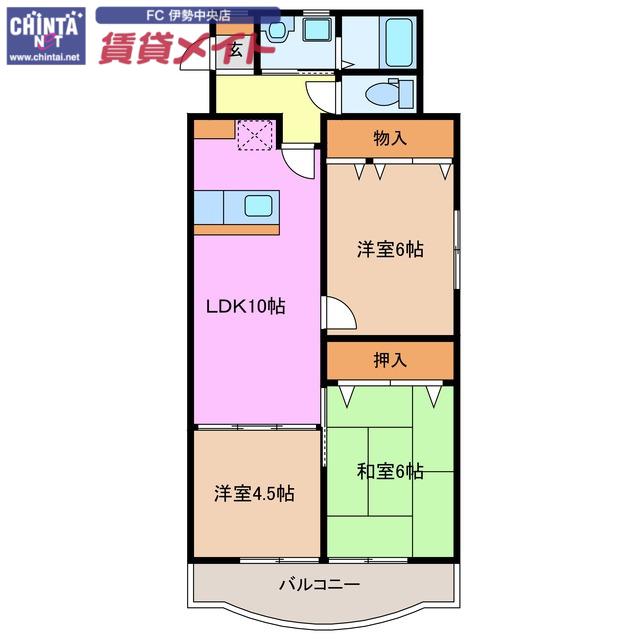 エスペランサ磯部(3LDK/4階)の間取り写真