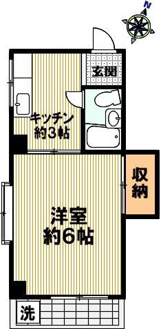 オータムハイツ(1K/5階)の間取り写真