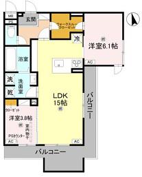 D-ROOM東本町3丁目(2LDK/2階)の間取り写真