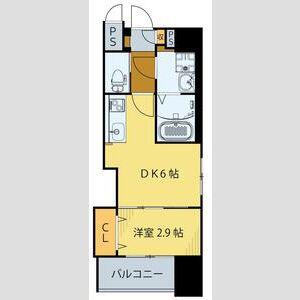 シェルグランデ原町(1DK/2階)の間取り写真