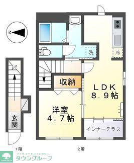 リヴィエール林(1LDK/2階)の間取り写真