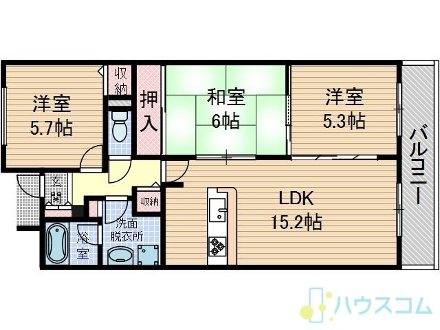 ファミーユ千里丘(3LDK/1階)の間取り写真