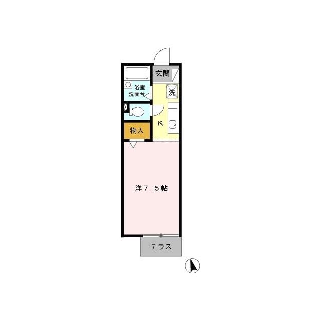 D-ROOM ハイツミナガワ I・II(1K/1階)の間取り写真