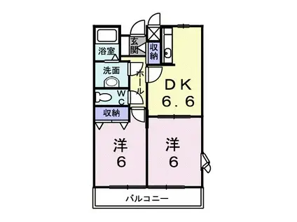 アベニュー開成・Y(2DK/2階)の間取り写真