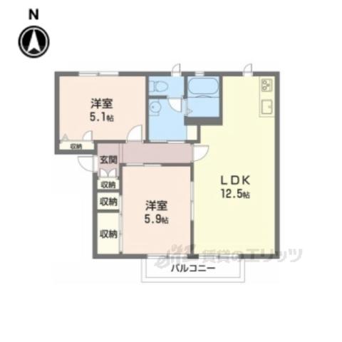 セントポーリアA棟(2LDK/2階)の間取り写真