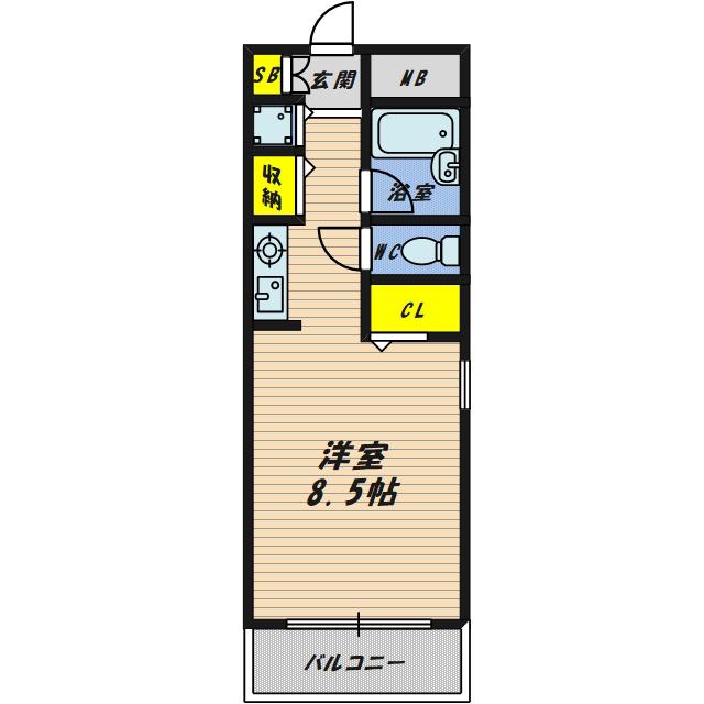 サウスベイ京橋(1K/8階)の間取り写真