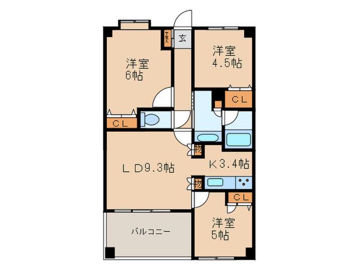 プリムローズ南町田(3LDK/6階)の間取り写真
