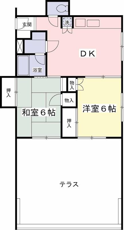 百草園マンション(2DK/3階)の間取り写真