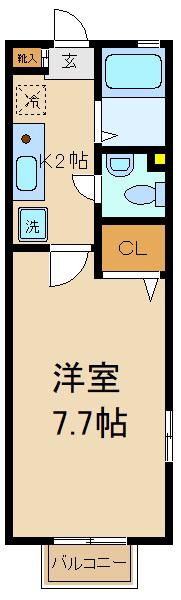 ディアコート(1K/2階)の間取り写真