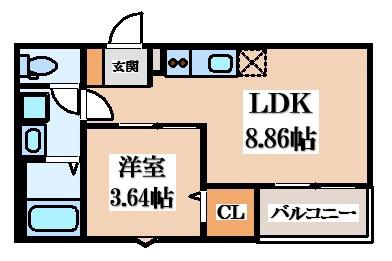 FSTYLE八尾北久宝寺(1LDK/2階)の間取り写真