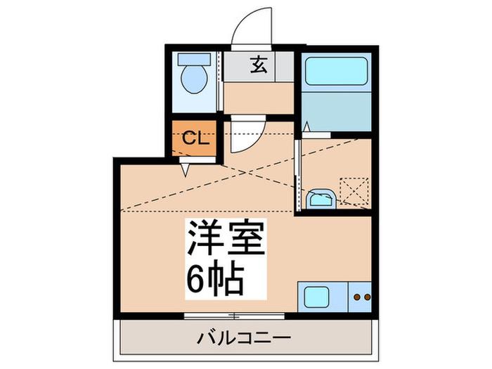 ラディッシュ(ワンルーム/2階)の間取り写真