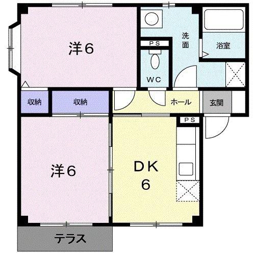 グリーンヒル参番館(2DK/1階)の間取り写真