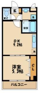 メゾンルーク山栄(1DK/4階)の間取り写真