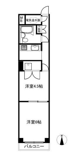 ニュー信濃町ハイツ(1DK/2階)の間取り写真
